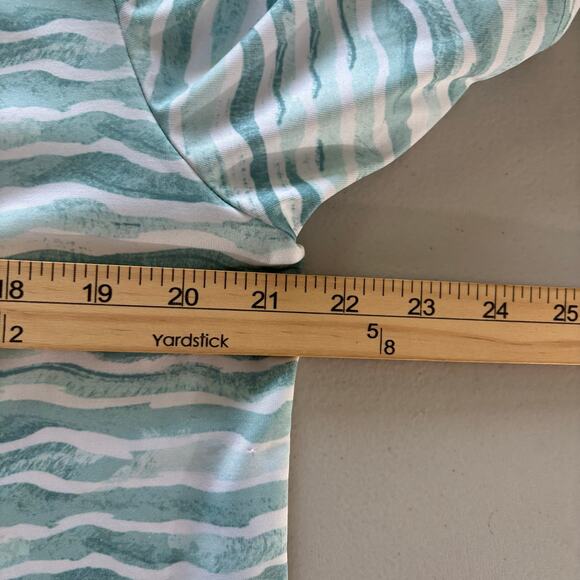 Bad Birdie Golf Shirt Men Size Large Green Waves Ocean Performance Short Sleeve - Picture 5 of 11